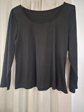 Shein Curve 3XL Black Long Sleeve Top Plus Size Basic Stretch Shirt